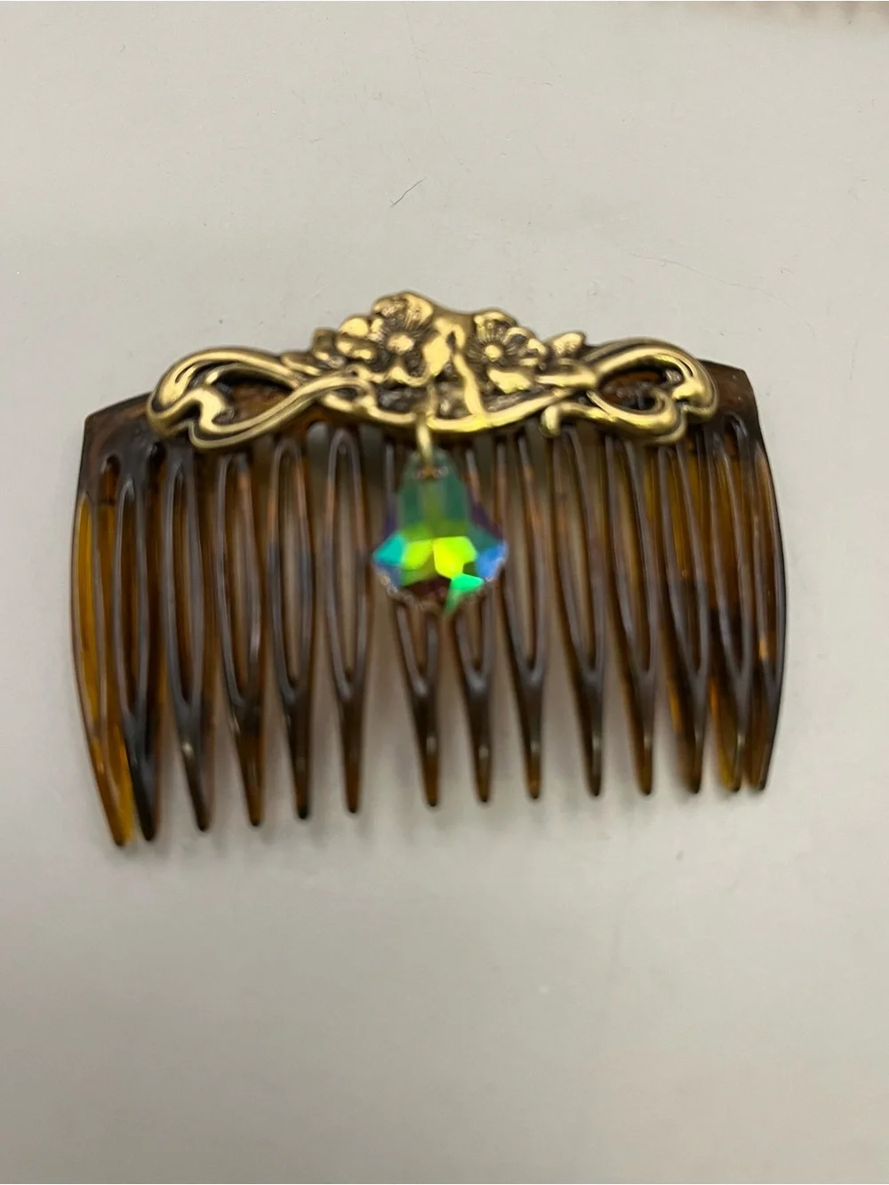 Vintage Lot of 3 Ornate Hair Combs | Gold Tone Floral Crystal Rhinestone